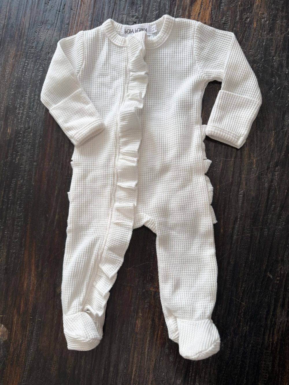Bella Berry organic waffle knit ruffled footie